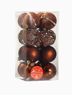 Ёлочные игрушки «Ажурный блеск», шары новогодние, d=6 см, набор 16 шт., коричневый - фото 60786063