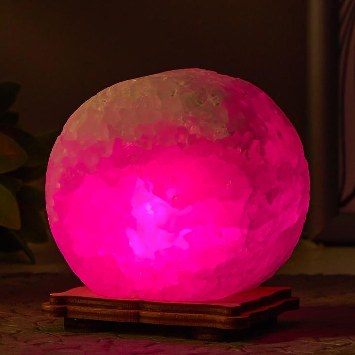 Соляной светильник  "Круг" LED (диод цветной) USB белая соль 12,5*5*10 см
