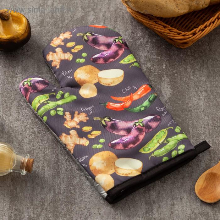 Варежка Доляна «Овощи», 26×16 см, 100% п/э - Фото 1