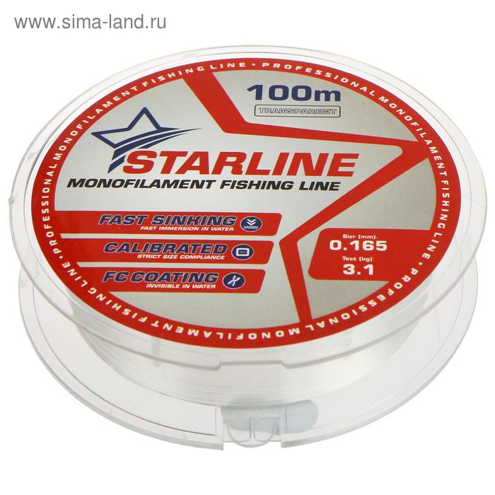 Леска монофильная STARLINE Transparent, диаметр 0.165 мм, тест 3.1 кг, 100 м, прозрачная - Фото 1