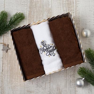 Набор новогодних полотенец «С Новым Годом!» 30×60 см - 3штуки
