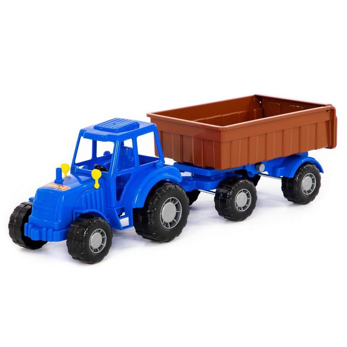 Трактор с прицепом №1, цвет синий (в сеточке) - Фото 1
