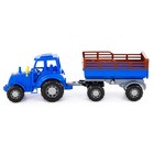 Трактор с прицепом №2, цвет синий (в сеточке) - Фото 2