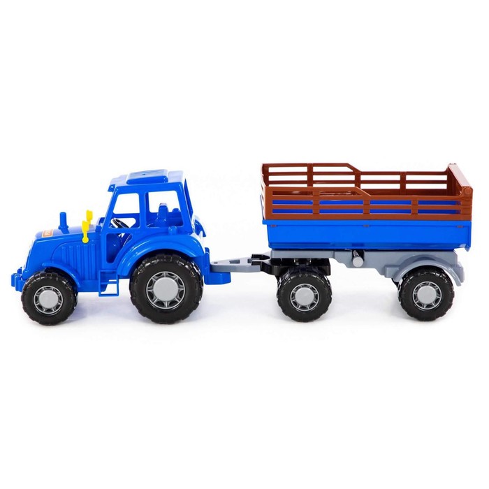 Трактор с прицепом №2, цвет синий (в сеточке) - фото 1911472339