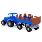Трактор с прицепом №2, цвет синий (в сеточке) - фото 3854289