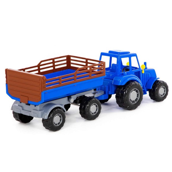Трактор с прицепом №2, цвет синий (в сеточке) - фото 1911472341
