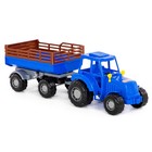 Трактор с прицепом №2, цвет синий (в сеточке) - фото 3854291