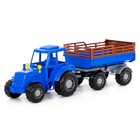 Трактор с прицепом №2, цвет синий (в сеточке) - фото 318364578