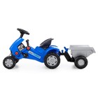 Педальная машина для детей Turbo-2, с полуприцепом, цвет синий - фото 3706369