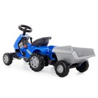 Педальная машина для детей Turbo-2, с полуприцепом, цвет синий - фото 3706370