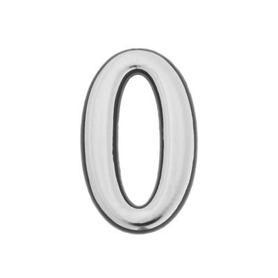 Цифра дверная 0 ТУНДРА, пластиковая, цвет хром, клеевая основа, 1 шт.