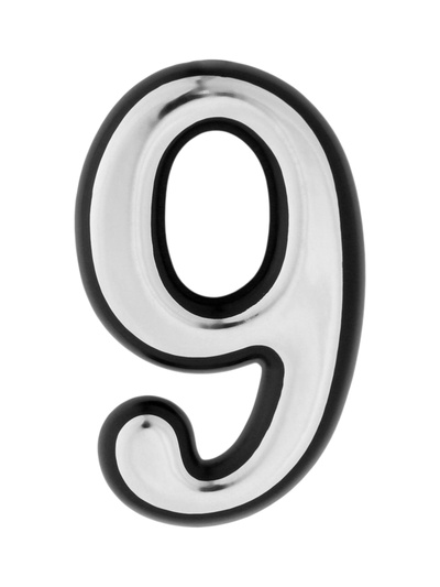 Цифра дверная 9 ТУНДРА, пластиковая, цвет хром, клеевая основа, 1 шт.