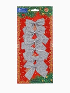 Ёлочные игрушки 6 шт. «Зимнее волшебство. Бант серебристый» пластик, 6×6.5 см - фото 119688105