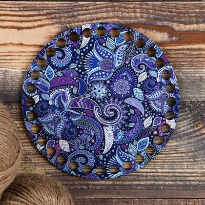 Заготовка для вязания "Круг Ночь морского дна", донышко ДВП, размер 15 см