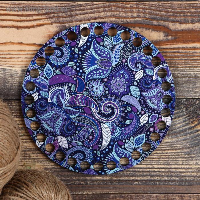 Заготовка для вязания "Круг Ночь морского дна", донышко ДВП, размер 15 см - Фото 1