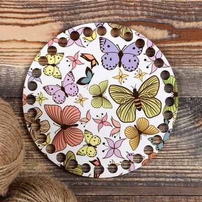 Заготовка для вязания "Круг Бабочки", донышко фанера, размер 15 см