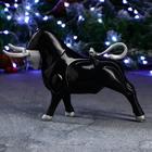 Фигура "Символ года: Бык рога вниз" 22х16см, черный/серебро - Фото 2
