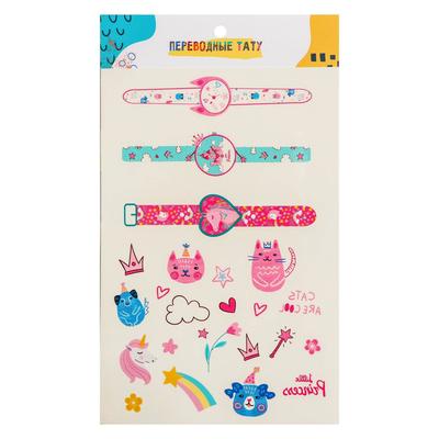 Переводные тату «Часы для девочек», 14×21 см