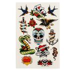 Переводные тату Old school, 14 х 21 см  (артикул 4901911)  большой выбор товаров оптом и в розницу по низким ценам с доставкой