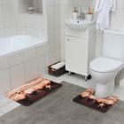 Набор ковриков для ванной и туалета Доляна «Ракушки», 2 шт: 45×70, 39×45 см - фото 2911726