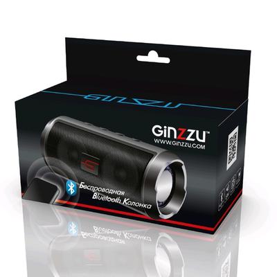 Портативная колонка Ginzzu GM-894B, 6Вт, FM, AUX, microSD, USB, BT4.2, 1200мАч, черный