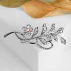 Брошь «Ветвь» с цветком, белая в серебре - Фото 1