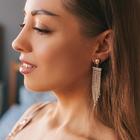 Серьги висячие со стразами «Мулен Руж», цвет белый в золоте, 8 см (комплект 2 шт) - фото 25631017