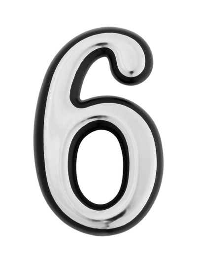 Цифра дверная 6 ТУНДРА, пластиковая, цвет хром, клеевая основа, 1 шт.