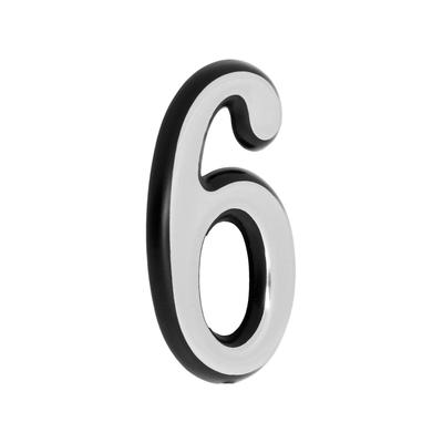 Цифра дверная 6 ТУНДРА, пластиковая, цвет хром, клеевая основа, 1 шт.