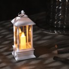 Светодиодная фигура «Белый фонарь со свечкой» 5.5 × 13 × 5.5 см, пластик, батарейки AG13х3, свечение тёплое белое - фото 2911738