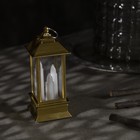 Светодиодная фигура «Золотистый фонарь со свечками» 5.5 × 13 × 5.5 см, пластик, батарейки AG13х3, свечение тёплое белое - фото 7166898