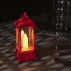 Светодиодная фигура «Красный фонарь со свечкой» 5.5 ? 13 ? 5.5 см, пластик, батарейки AG13х3, свечение тёплое белое - фото 4334926
