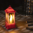 Светодиодная фигура «Красный фонарь со свечками» 5.5 × 13 × 5.5 см, пластик, батарейки AG13х3, свечение тёплое белое - фото 10808042