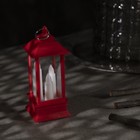 Светодиодная фигура «Красный фонарь со свечками» 5.5 × 13 × 5.5 см, пластик, батарейки AG13х3, свечение тёплое белое - фото 7166907