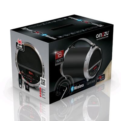 Портативная колонка Ginzzu GM-886B, 18Вт, FM, AUX, SD, USB, Bluetooth2.1, 3000мАч, черный