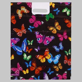 Пакет подарочный «Бабочки», полиэтиленовый с вырубной ручкой, 38?47 см, 60 мкм (комплект 25 шт)