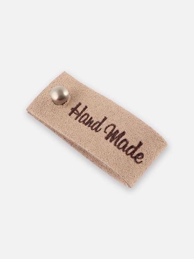 Бирка с кнопкой Hand made, 8×1.5 см, 10 шт., бежевая
