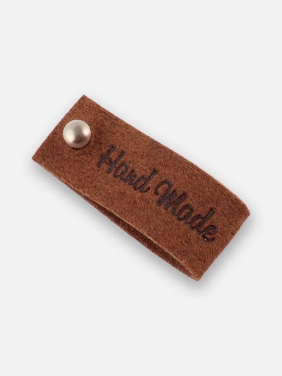 Бирка с кнопкой Hand made, 8×1.5 см, 10 шт., коричневая