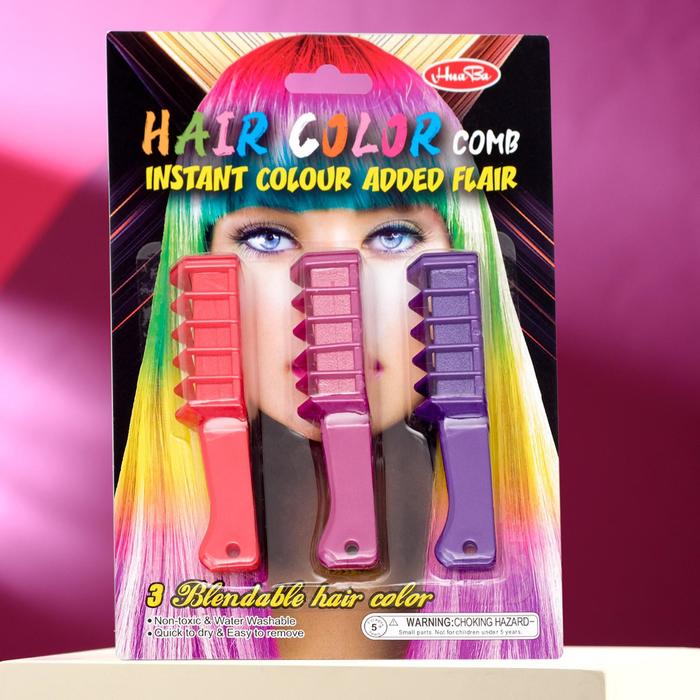 Мелки для волос с насадкой, набор 3 цвета - Фото 1