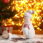 Мягкая игрушка "Снеговик в розовых пайетках-длинные ножки" 11х37 см, бело-розовый - Фото 2