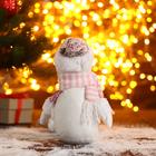 Мягкая игрушка "Снеговик в розовых пайетках-длинные ножки" 11х37 см, бело-розовый - Фото 3