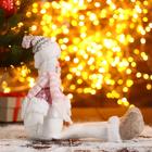 Мягкая игрушка "Снеговик в розовых пайетках-длинные ножки" 11х37 см, бело-розовый - Фото 4
