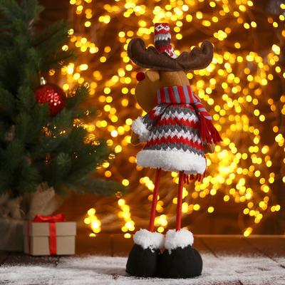 Игрушка мягкая «Олень в полосатом шарфике-длинные ножки» стоит, 11×36 см