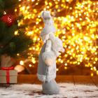 Игрушка мягкая «Дед Мороз - шубка с кружочками» 15×30 см, серебро - Фото 4