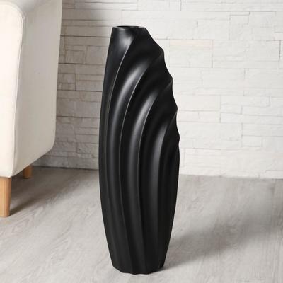 Ваза керамика напольная "Волны" 7х58 см, чёрный