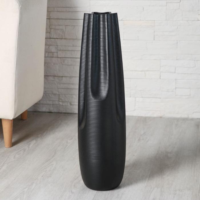 Ваза напольная «Фелис», 10.5×58 см, керамика, чёрная - Фото 1