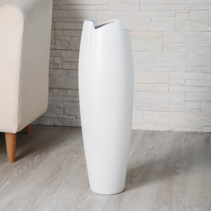 Ваза напольная «Веер», d=14 см, h=58 см, керамика, белая - Фото 1