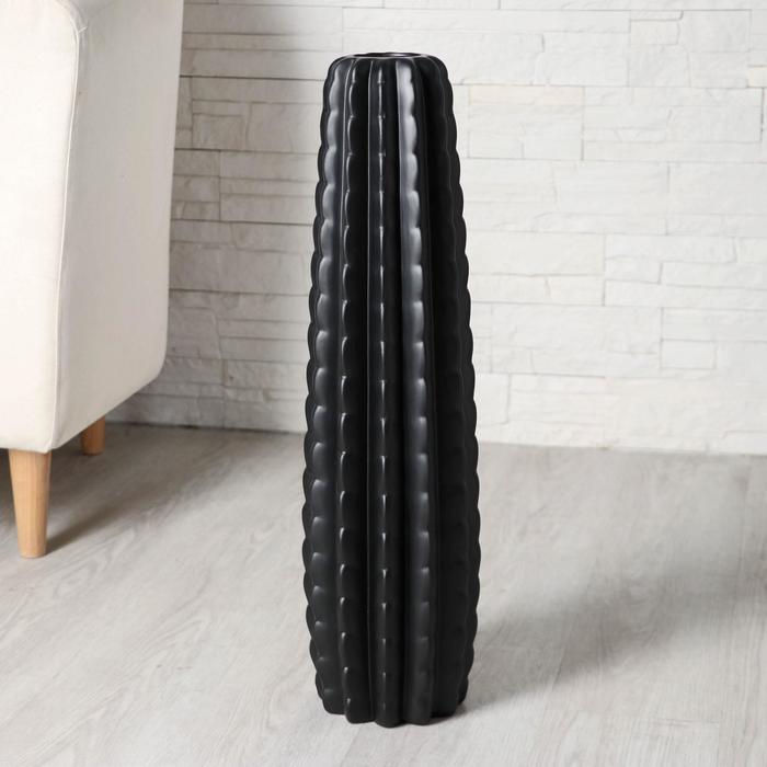 Ваза напольная «Кактус», 6×58 см, керамика, чёрная - Фото 1