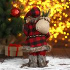 Дед Мороз "В мохнатой шубке с лыжами" 14х30 см - фото 3706393