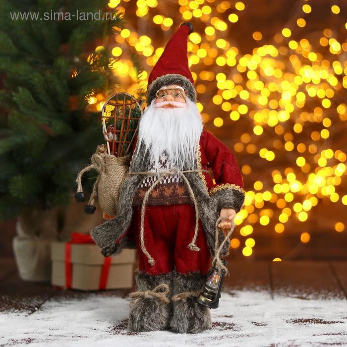 Дед Мороз "В красном тулупе с фонарём" 30 см - Фото 1